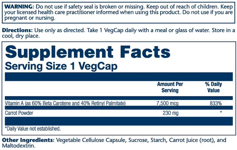 Vitamin A, Dry Form 7500mcg - 2.webp