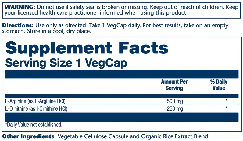 L-Arginine & L-Ornithine, 750mg - 2.webp