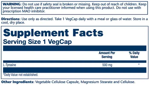L-Tyrosine, Free Form 500mg - 3.webp