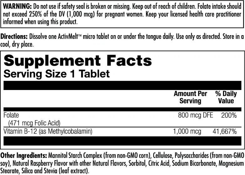 Folic Acid Methyl B-12 ActivMelt® Instant Dissolve Tablets - 2.webp
