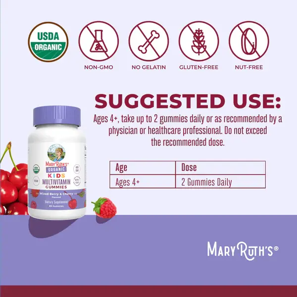 Kids Multivitamin Gummies, Mixed Berry & Cherry, Organic - 3.webp