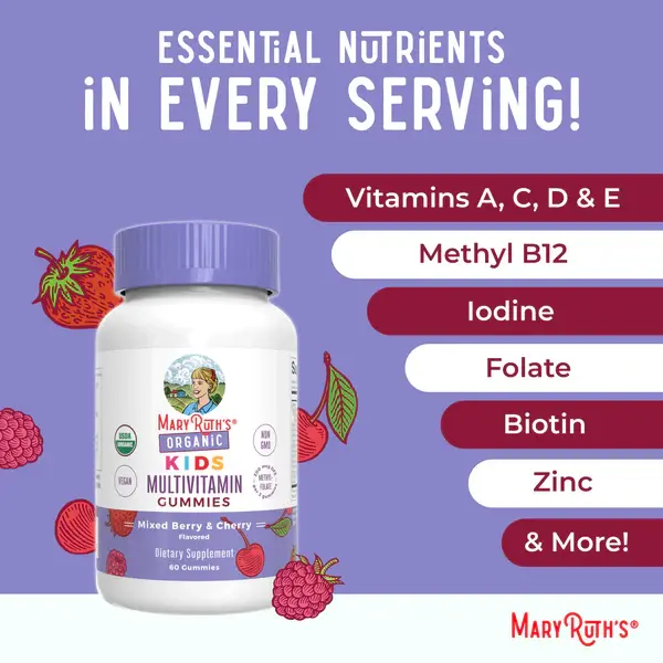Kids Multivitamin Gummies, Mixed Berry & Cherry, Organic - 5.webp