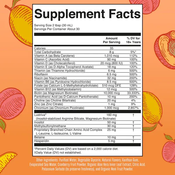 Morning Multivitamin +Hair Growth Liquid, Peach Mango - 3.webp
