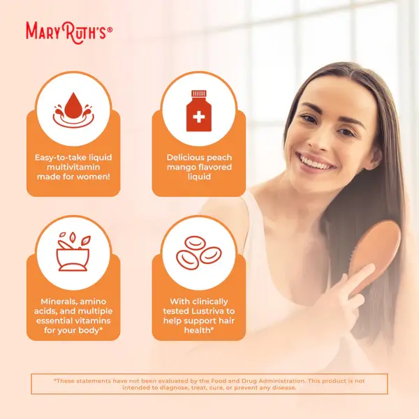 Morning Multivitamin +Hair Growth Liquid, Peach Mango - 7.webp