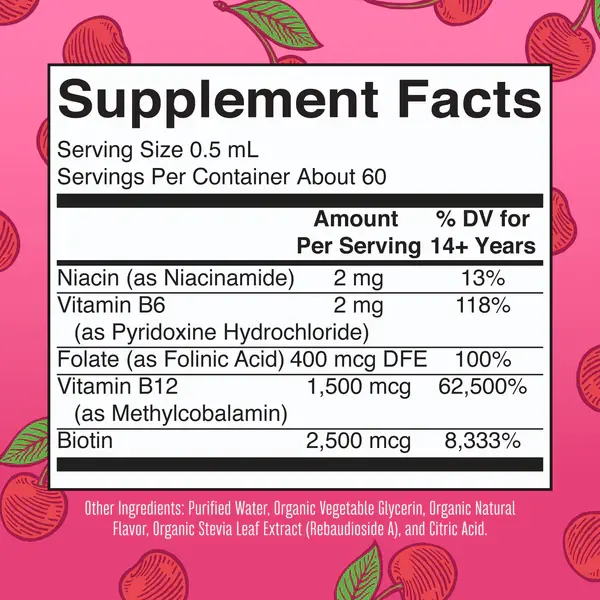 Vitamin B Complex Drops, Cherry, Organic - 2.webp