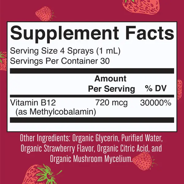 Vitamin B12 Spray, Strawberry, Organic - 2.webp