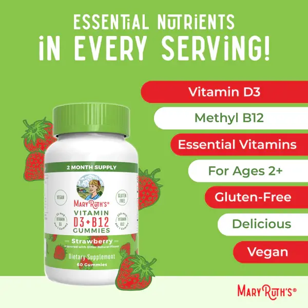 Vitamin D3+B12 Gummies, Strawberry - 4.webp