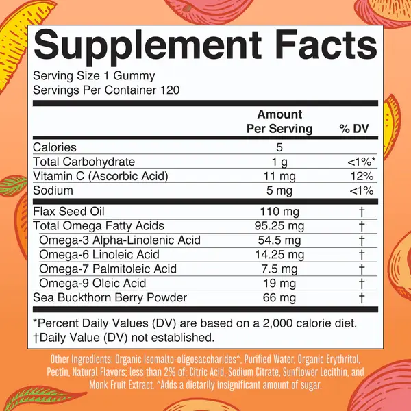 Omega 3-6-7-9 Gummies, Peach Mango & Apricot - 2.webp