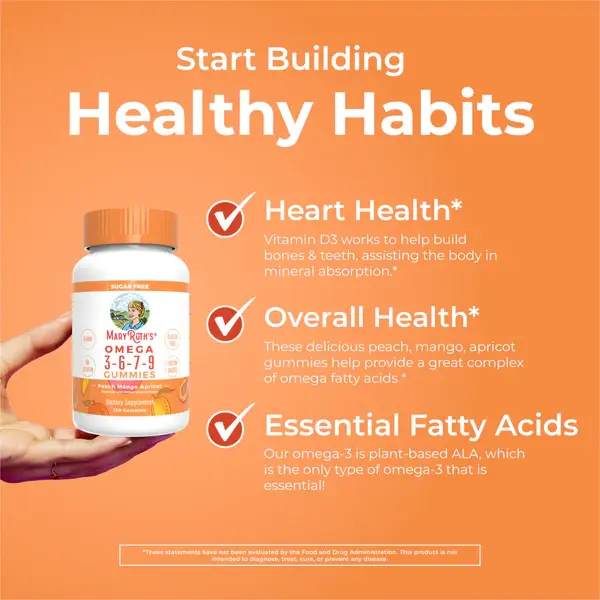 Omega 3-6-7-9 Gummies, Peach Mango & Apricot - 3.webp