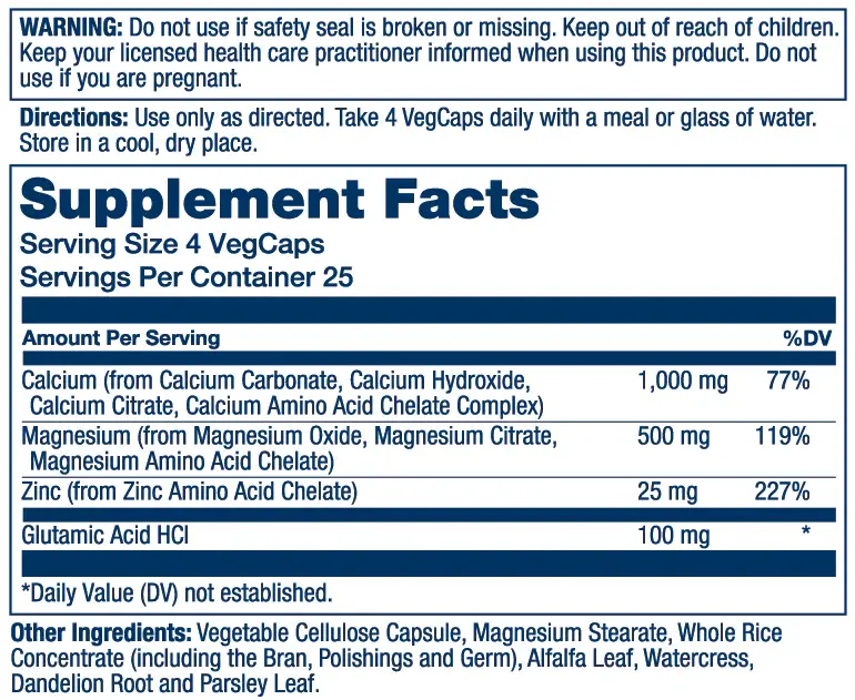 Calcium, Magnesium, Zinc 250ct - 3.webp