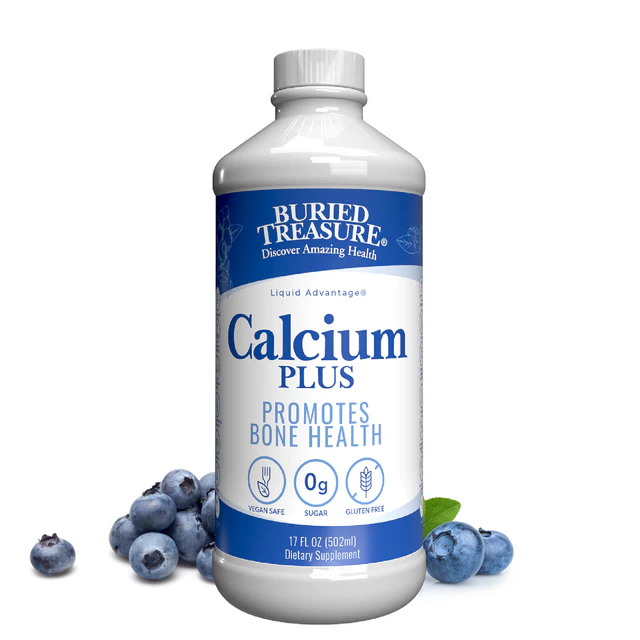 Buried Treasure Calcium Plus – Blueberry Liquid Supplement with Calcium Citrate, Vitamin D, Magnesium & Zinc