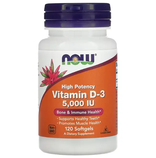 NOW Vitamin D-3, High Potency, 125 mcg (5,000 IU)