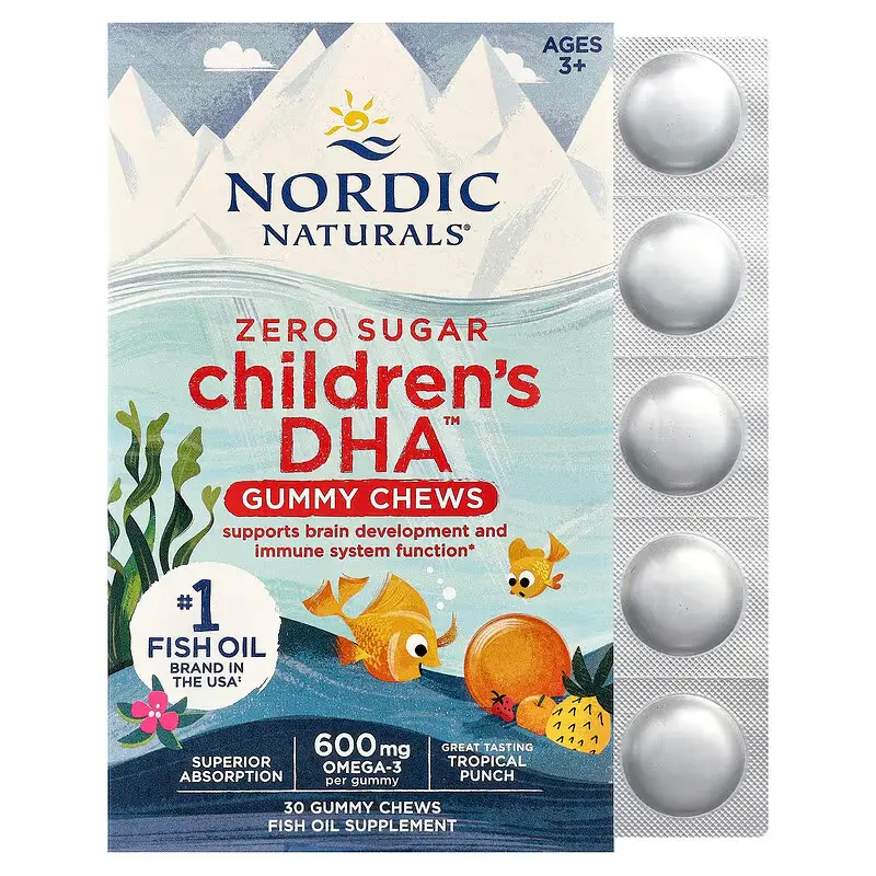 Nordic Naturals, Children's DHA Gummy Chews, Ages 3+, Tropical Punch, (355 mg per gummy)