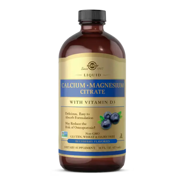 Solgar, Liquid Calcium Magnesium Citrate with Vitamin D3, Blueberry