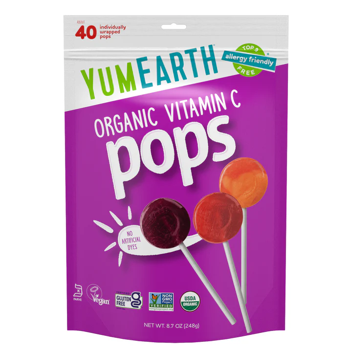 YumEarth Organic assorted flavors vitamin c lollipops