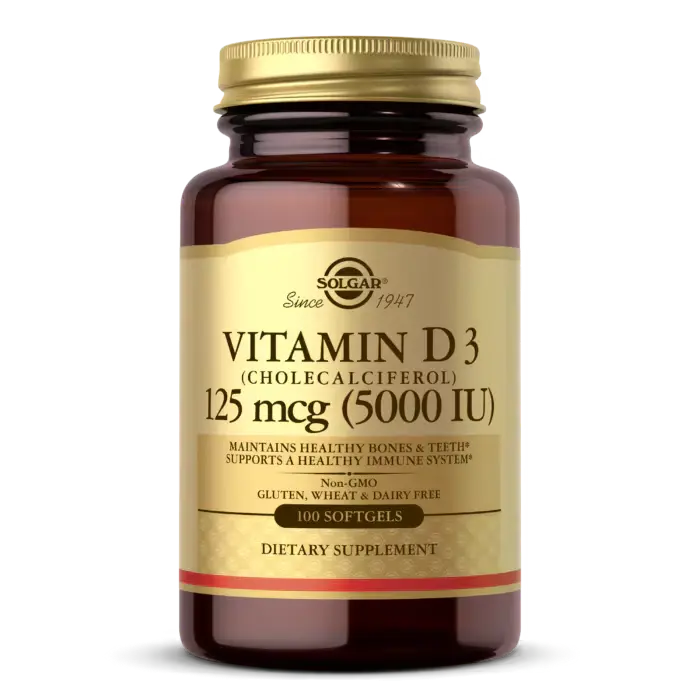 Solgar, Vitamin D3 (Cholecalciferol), 125 mcg (5,000 IU) - 100 SoftGels
