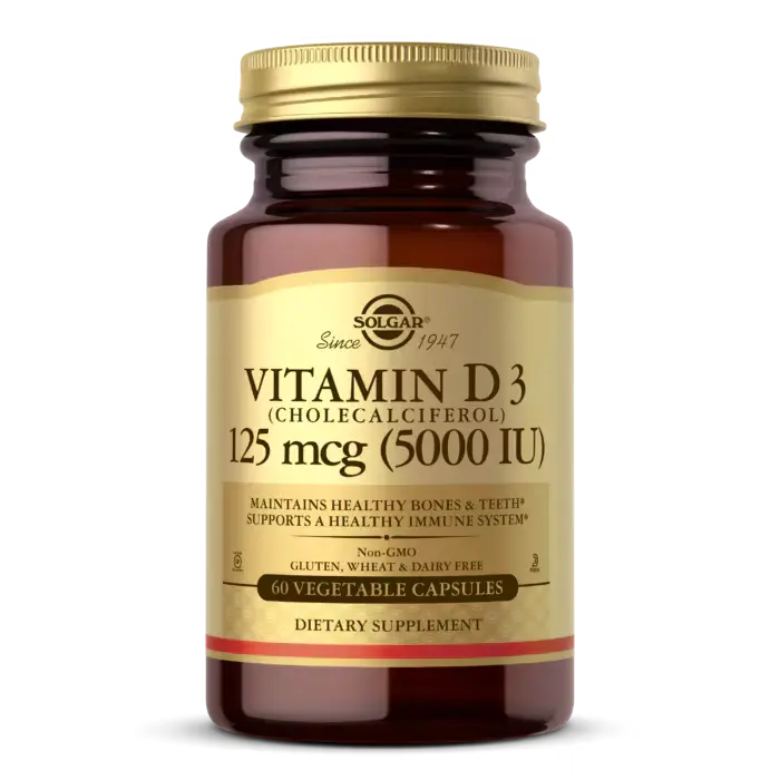 Solgar, Vitamin D3, 125 mcg (5,000 IU) - 60 VegCaps