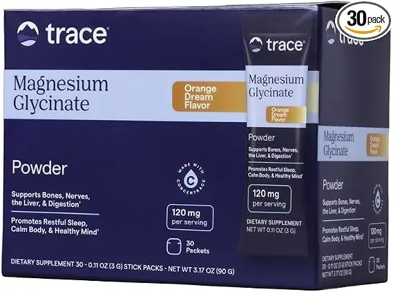 Trace, Magnesium Glycinate Powder, Orange Dream, 30 Packets, 0.11 oz (3 g) Each