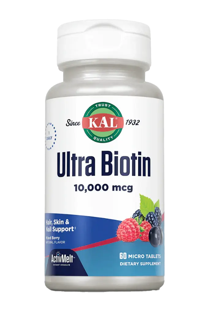 KAL Ultra Biotin 10,000 mcg ActivMelt — Soch, teri va tirnoqlar uchun vitaminlar