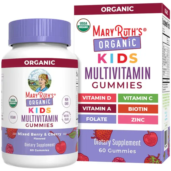 MaryRuth's Kids Multivitamin Gummies, Mixed Berry & Cherry, Organic