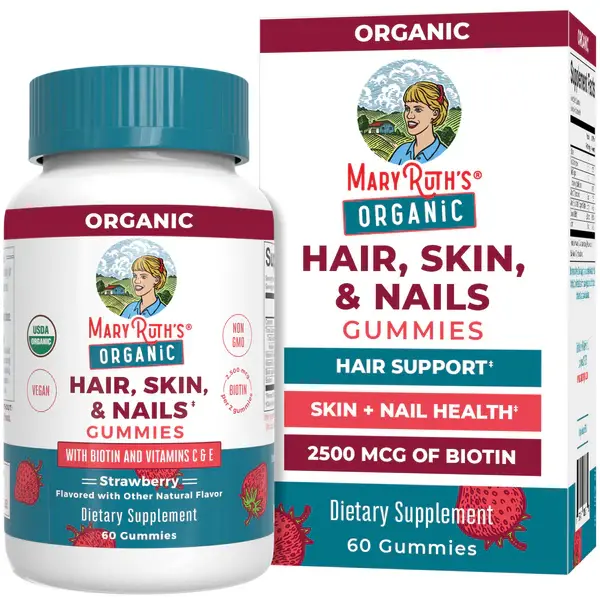 MaryRuth's Hair, Skin, & Nails Gummies, Strawberry, Organic