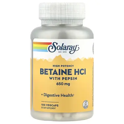 Solaray High Potency Betain HCl w/ Pepsin, 650mg