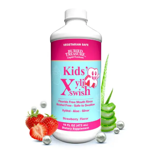 Kids' XyliSwish – Детский XyliSwish – натуральный ополаскиватель для полости рта со вкусом клубники