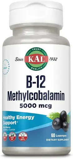 KAL, Метилкобаламин витамина B12, ягоды асаи, 5000 мкг, 60 пастилок