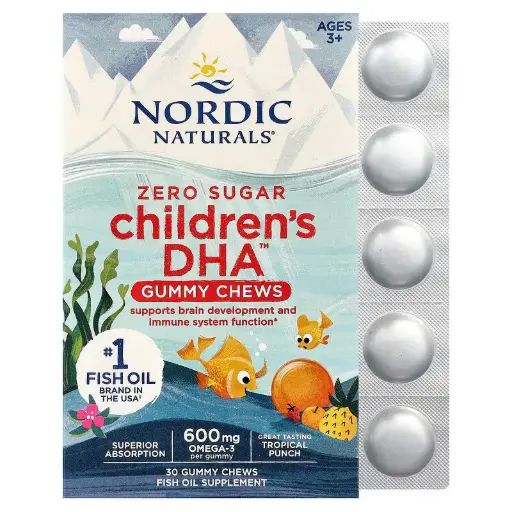 Nordic Naturals, Children's DHA Gummy Chews, Ages 3+, Tropical Punch, (355 mg per gummy)