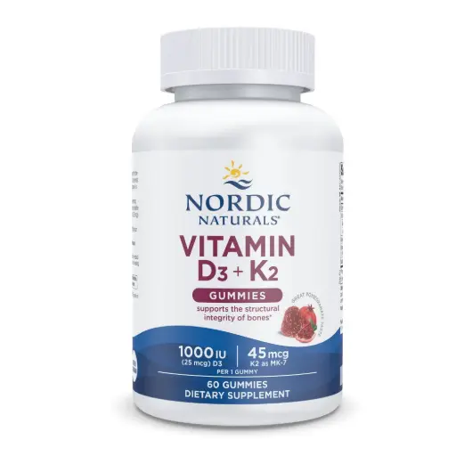 Nordic Naturals, Vitamin D3 + K2 Gummies, Pomegranate