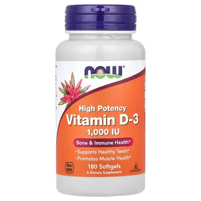 NOW Foods, Vitamin D-3, High Potency, 1,000 IU