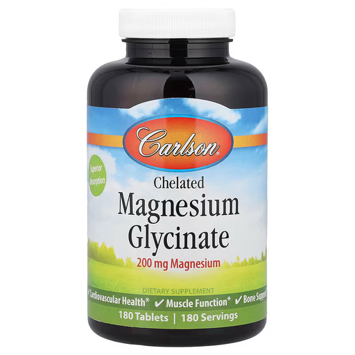 Carlson Magnesium Glycinate, Chelated  200 mg, 180 Tablets 