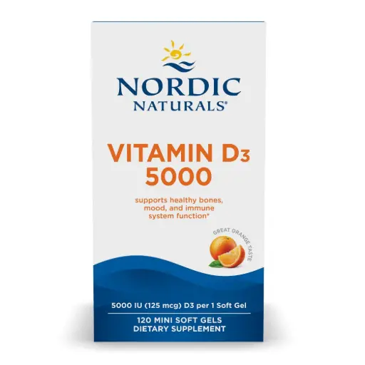 Nordic Naturals, Vitamin D3 5000, Orange, 125 mcg (5,000 IU), 120 Mini Soft Gels