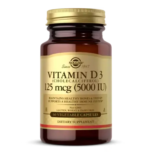 Solgar, Vitamin D3, 125 mcg (5,000 IU) - 60 VegCaps