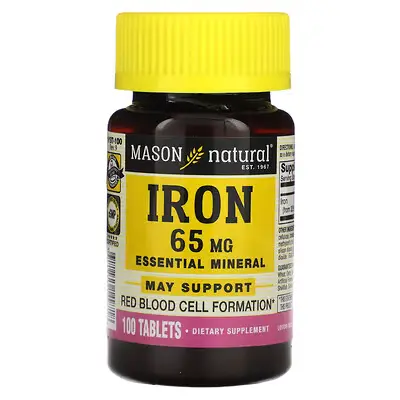 Mason Naturals Iron 65mg Ferrous Sulfat