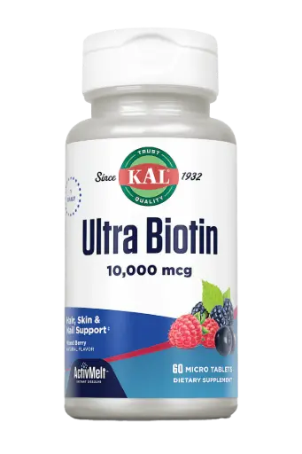 KAL Ultra Biotin 10,000 mcg ActivMelt — Soch, teri va tirnoqlar uchun vitaminlar