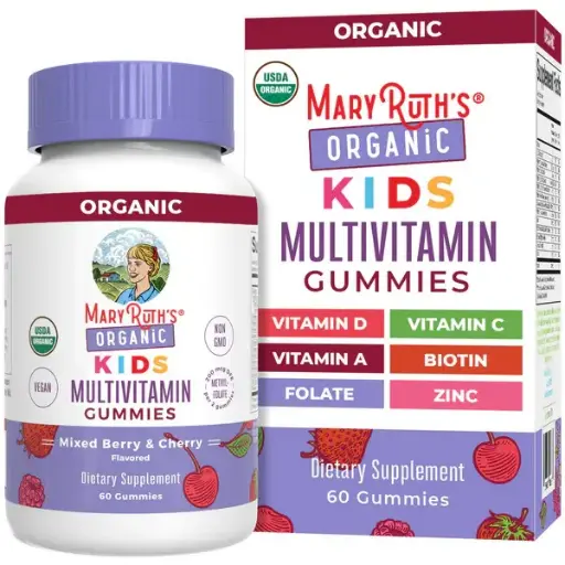 MaryRuth's Kids Multivitamin Gummies, Mixed Berry & Cherry, Organic