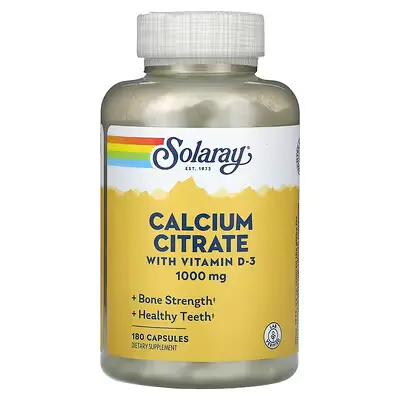 Solaray Calcium Citrate with D3 1000mg 180 capsules